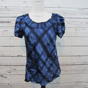 Banana Republic navy blue & black silk blouse top